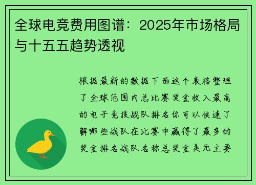 全球电竞费用图谱：2025年市场格局与十五五趋势透视